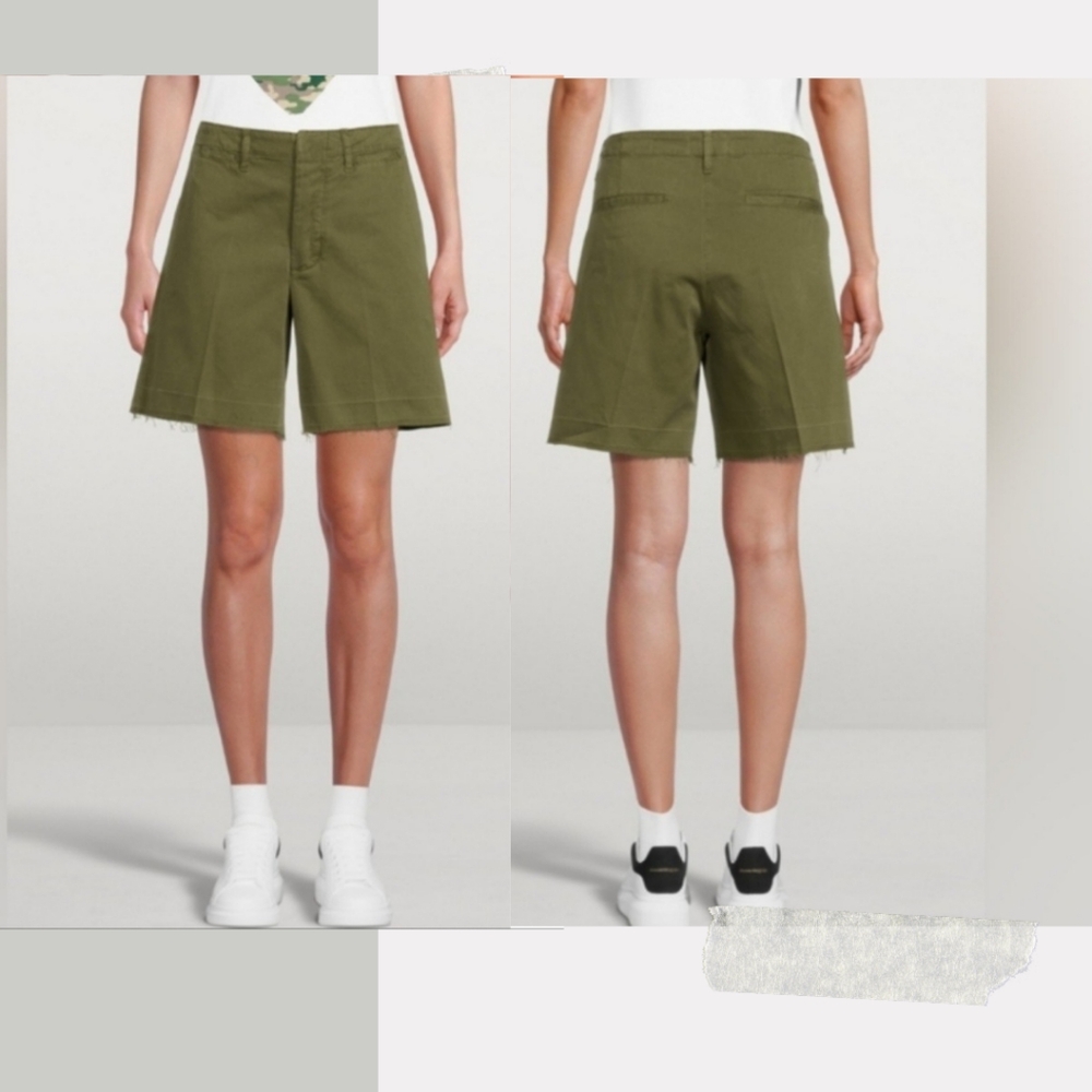 FRAME Size 25 Le Tomboy Dark Green Cotton Bermuda Shorts Casual Worn-In Wash NWT